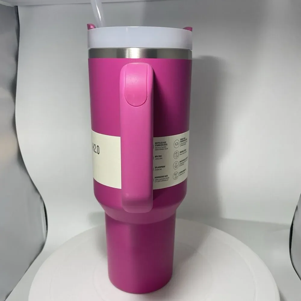 NEW NIB Stanley Quencher Flowstate H2.O Fuchsia Hot Pink 40 Oz HTF Tumbler Water - Picture 2 of 7